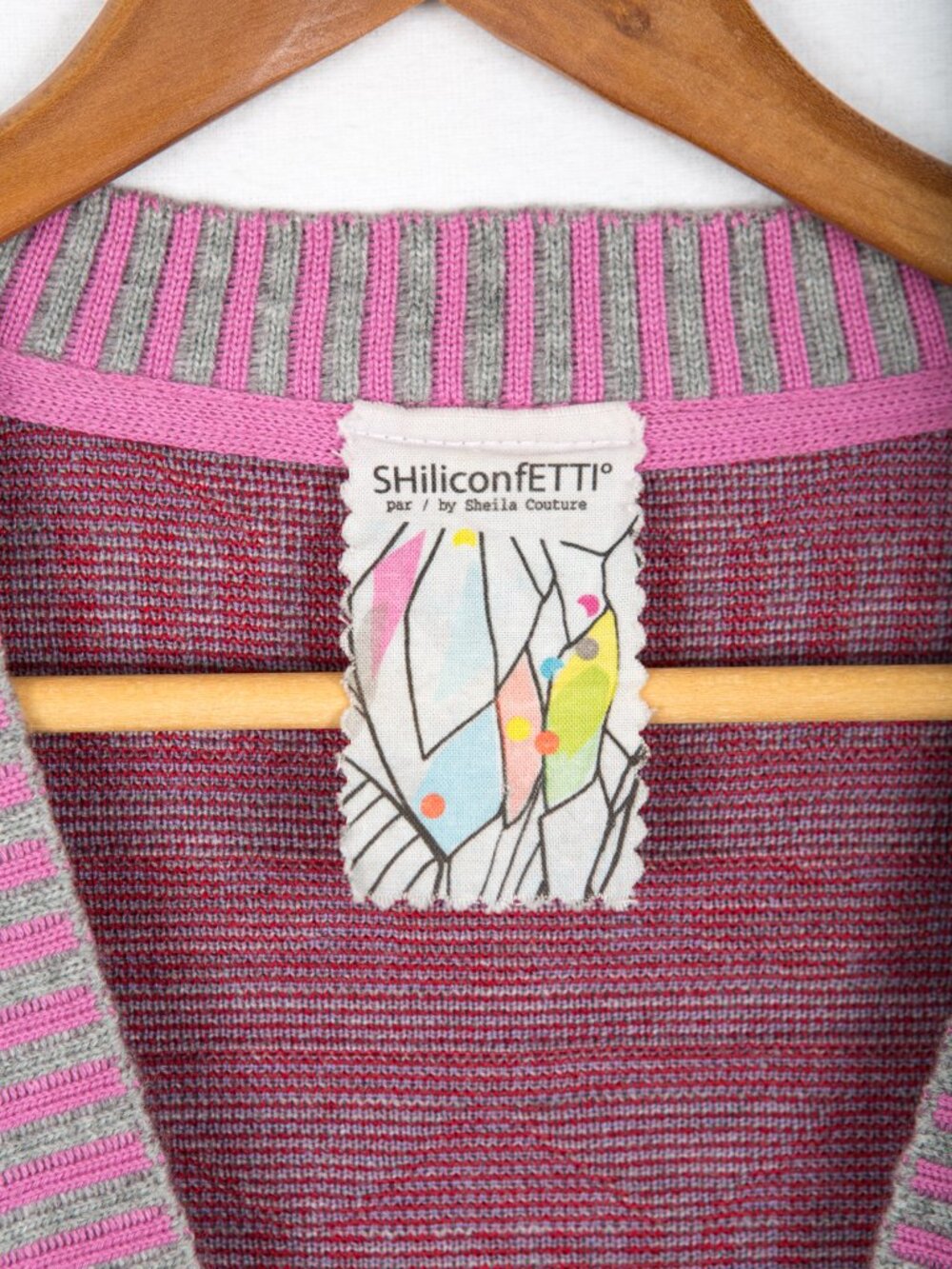 SHiliconfETTi° Quirky Graphic Knit Cardigan Cute Pink Bunny Pockets Size XS - Picture 2 of 13